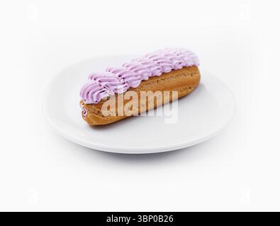 food still-life, Fresh tasty eclairs isoalted on white background Stock Photo