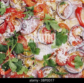 food still-life, Delicious pizza close up or macro Stock Photo