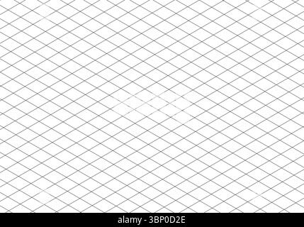Isometric squared grid. Template of notebook sheet blank. Mathematic typography pattern for making notebooks production for school and education. Blac Stock Vector