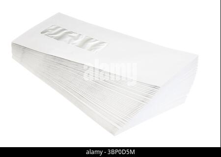 Stack of mail envelopes isolated on white background Stock Photo