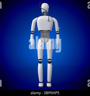 Single humanoid robot - back view - 3D illustration Stock Photo - Alamy
