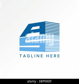 Logo design graphic concept creative premium vector stock image top sell initial AS font 3D cut shadow cubical placement to virtual scene construction Stock Vector