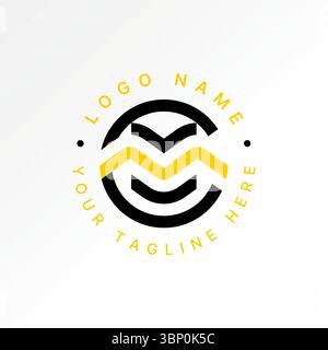 Logo design graphic concept creative premium vector stock image top sell initial CM or MC font line circle motif pattern aesthetic sport brand fitness Stock Vector
