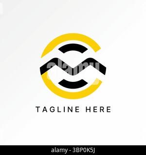 Logo design graphic concept creative premium vector stock image top sell letter MC or CM font line circle motif pattern aesthetic sport brand fitness Stock Vector