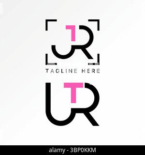 Logo design graphic concept creative premium vector stock image top sell letter JR or UTR font connected cut style mark monogram typography brand type Stock Vector