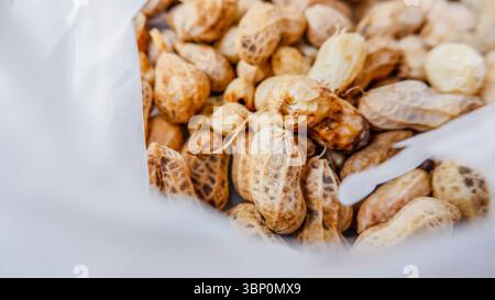 Boiled peanuts in plastic bag Stock Photo