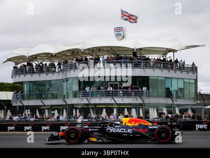 SILVERSTONE - Max Verstappen (Red Bull Racing) during 3rd free practice at the Silverstone circuit ahead of the Great Britain Grand Prix. ANP SEM VAN DER WAL Stock Photo