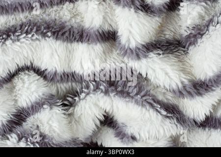 Macro Texture Pure Polyester Striped Fabric Top View. Stock Photo