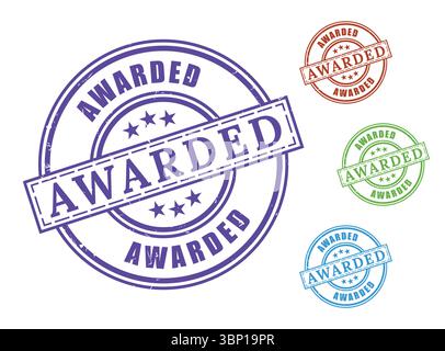 Award Winning Stamps Four Colorful Awarded Seals for Recognition Stock Vector