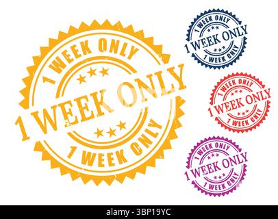 Limited Time Offer 1 Week Only Sale Stamps Design Elements for Marketing Stock Vector