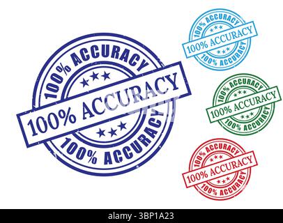 100% Accuracy Guarantee Certified Precision Rubber Stamps Stock Vector