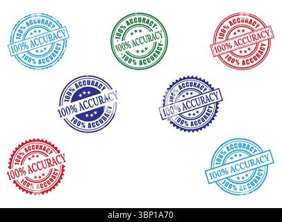 Collection of 100% Accuracy Guarantee Certified Seal Graphic for Business Branding Stock Vector