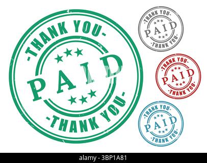 Paid Stamp Graphics Transaction Complete Thank You Seals Stock Vector