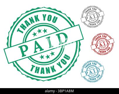 Paid in Full Thank You Stamps Seals Business Transaction Confirmation Graphics Stock Vector