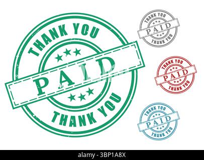 Paid Stamp Graphics Teal Red Blue Grey Variations Stock Vector