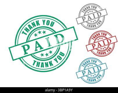 Paid Stamps Green Red Blue Transaction Approved Graphics Stock Vector
