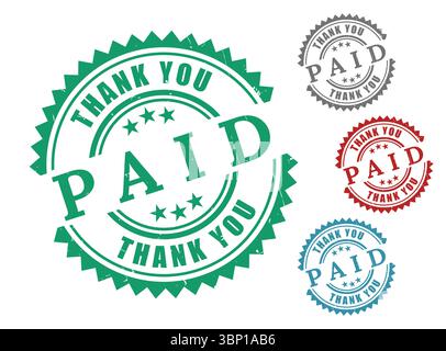 Paid Stamps Thank You Graphics for Invoices Billing Stock Vector