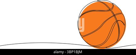 continuous single line drawing of basketball, line art vector illustration Stock Vector