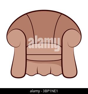 Classic Cozy Armchair Illustration. This illustration features a classic upholstered armchair with a rounded backrest and wide, cushioned armrests. Stock Vector