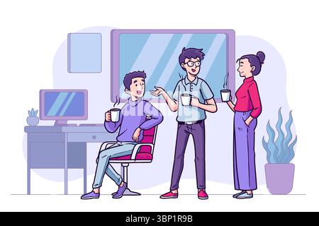 Hand drawn people with hot drinks Stock Vector