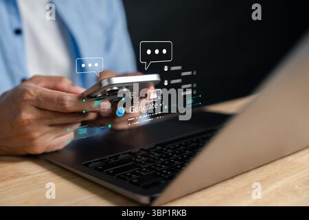 AI chatbot and content generation on mobile device for daily use, supporting smart conversation Stock Photo