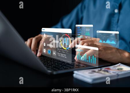 AI technology with data analysis and research dashboard for intelligent decision-making, trend Stock Photo