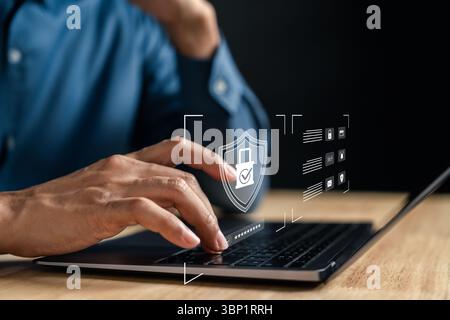 Cybersecurity system with user access control, secure login, password protection, and digital Stock Photo