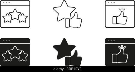 Rating And Approval Icons Set. User Feedback, Quality Assessment, And Customer Satisfaction Symbols Collection. Web Interface And Social Media Stock Vector