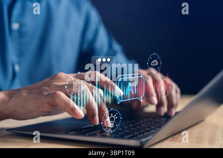 AI technology for workflow planning, data management, and cloud computing. Enhance automation, task Stock Photo
