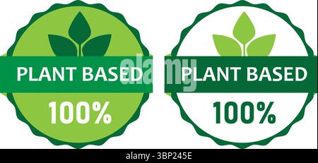 100 Percent Plant Based Labels for Healthy and Ethical Food Products Stock Vector