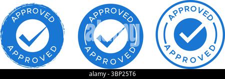 Approved Stamp Icon – Circular Seal with Checkmark Symbol – Approved vector stamp Stock Vector