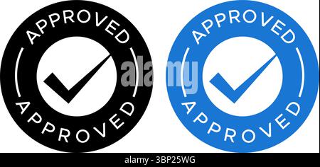 Approved Stamp Icon – Circular Seal with Checkmark Symbol – Approved vector stamp Stock Vector