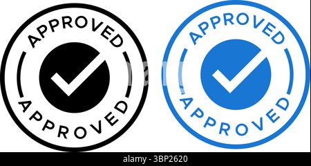 Approved Stamp Icon – Circular Seal with Checkmark Symbol – Approved vector stamp Stock Vector