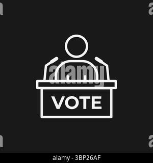 Political Candidate Giving a Campaign Speech at a Podium to Encourage Voting in an Election Stock Vector