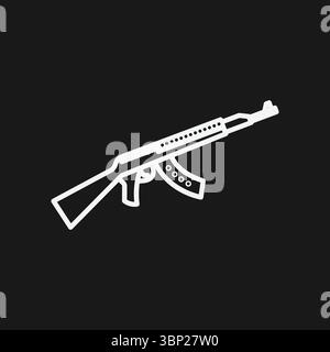 AK-47 Kalashnikov Assault Rifle Icon for Military Combat and First-Person Shooter (FPS) Gaming Stock Vector