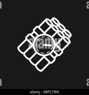 Time Bomb Icon with Dynamite and Clock Timer for Urgent Deadlines and Impending Crisis Stock Vector
