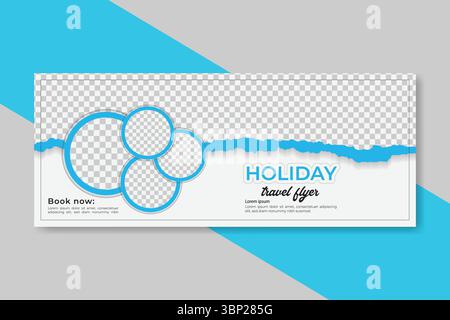 Modern Travel Facebook Banner – Editable Vector Template for Adventure & Holiday Stock Vector
