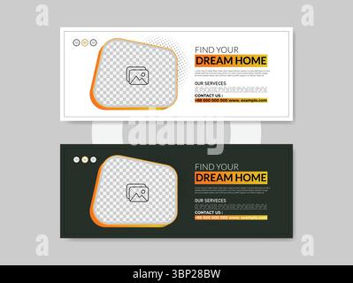 Home sale real estate facebook cover and web banner for real estate business Stock Vector