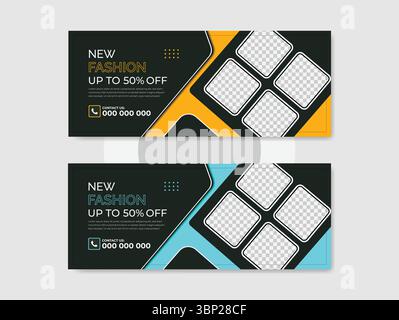 Fashion sale social media cover design and web banner template Stock Vector