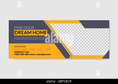 Real estate web banner and social media facebook cover template  design vector illustration eps10 Stock Vector