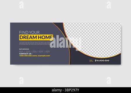 Modern house sale social media cover and web banner template design Stock Vector