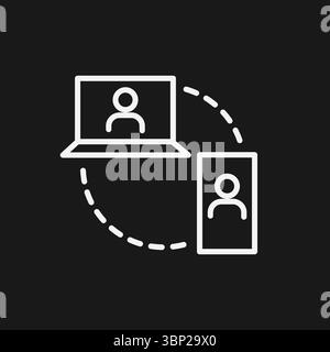 Cross-Platform Device Sync Icon for Data Transfer, File Sharing, and Video Conferencing Between Laptop and Mobile Stock Vector
