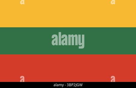 Lithuania flag. Official colors and proportions. National Lithuania flag. Stock Vector