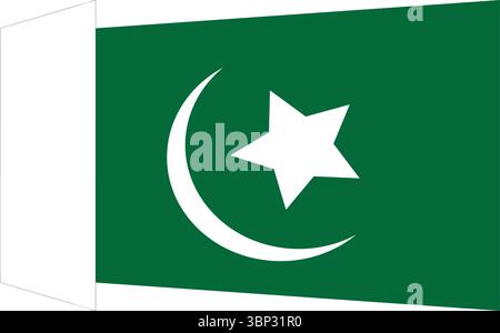 Flat Pakistan Flag Icon with Crescent and Star for Web and Print Use Stock Vector