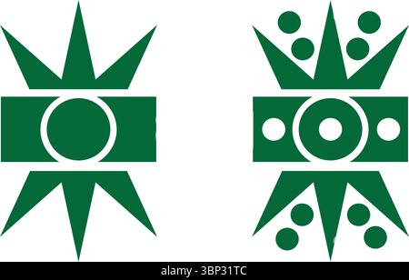 Modern Abstract Pakistan Independence Symbols in Flat Geometric Style Vector Stock Vector