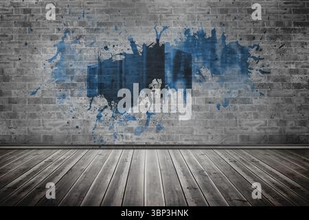 Splash on wall revealing server tower Stock Photo