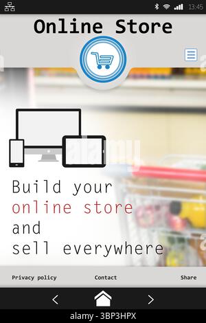 Device screen with online shopping site Stock Photo