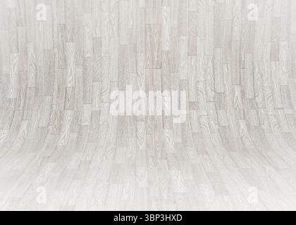 Flat design seamless curved light wood parquet is forming continuous studio cyclorama backdrop Stock Photo