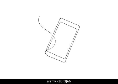 One continuous line art of smart vector illustration Smartphone one line  drawing art Stock Vector