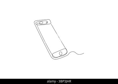One continuous line art of smart vector illustration Smartphone one line  drawing art Stock Vector